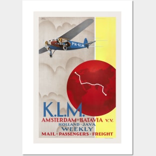 K.L.M. Amsterdam-Batavia Vintage Poster 1930 Posters and Art